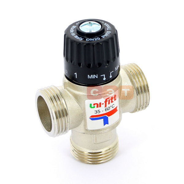 Клапан термосмесительный НР 35-60*C (смешение боковое) 1"